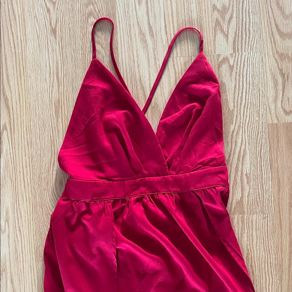SHEIN Strapless Deep Red Dress